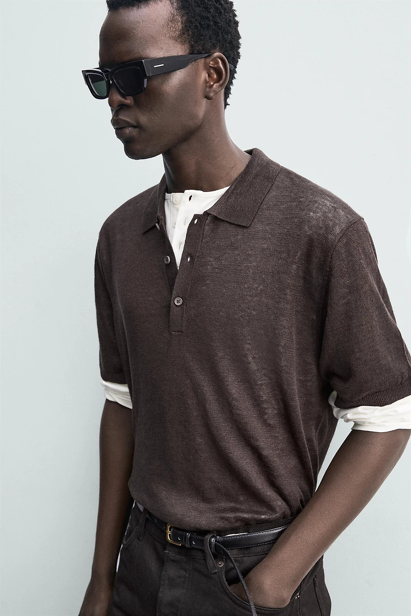 100% LINEN KNIT POLO SHIRT