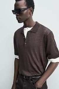 100% LINEN KNIT POLO SHIRT