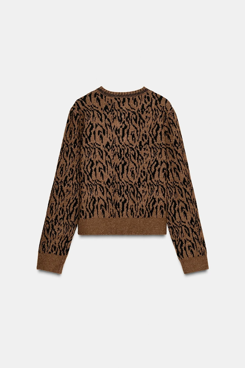 ANIMAL JACQUARD KNIT CARDIGAN