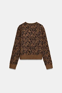 ANIMAL JACQUARD KNIT CARDIGAN