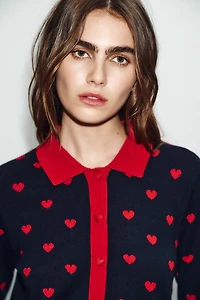 HEART JACQUARD CARDIGAN