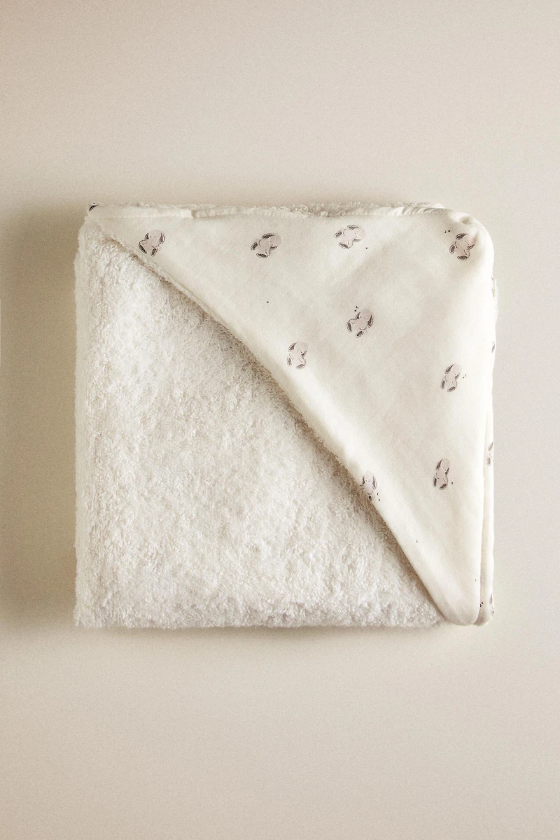 SERVIETTE DE BAIN CAPUCHE BÉBÉ LAPINS