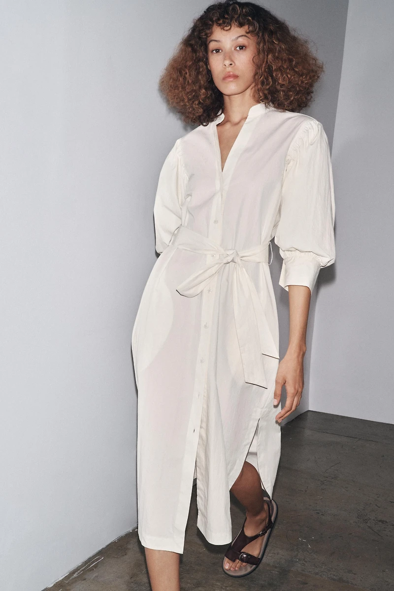 ROBE CHEMISE À MANCHES BOUFFANTES ZW COLLECTION