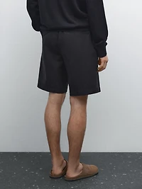 Cotton blend semi-jogger Bermuda shorts