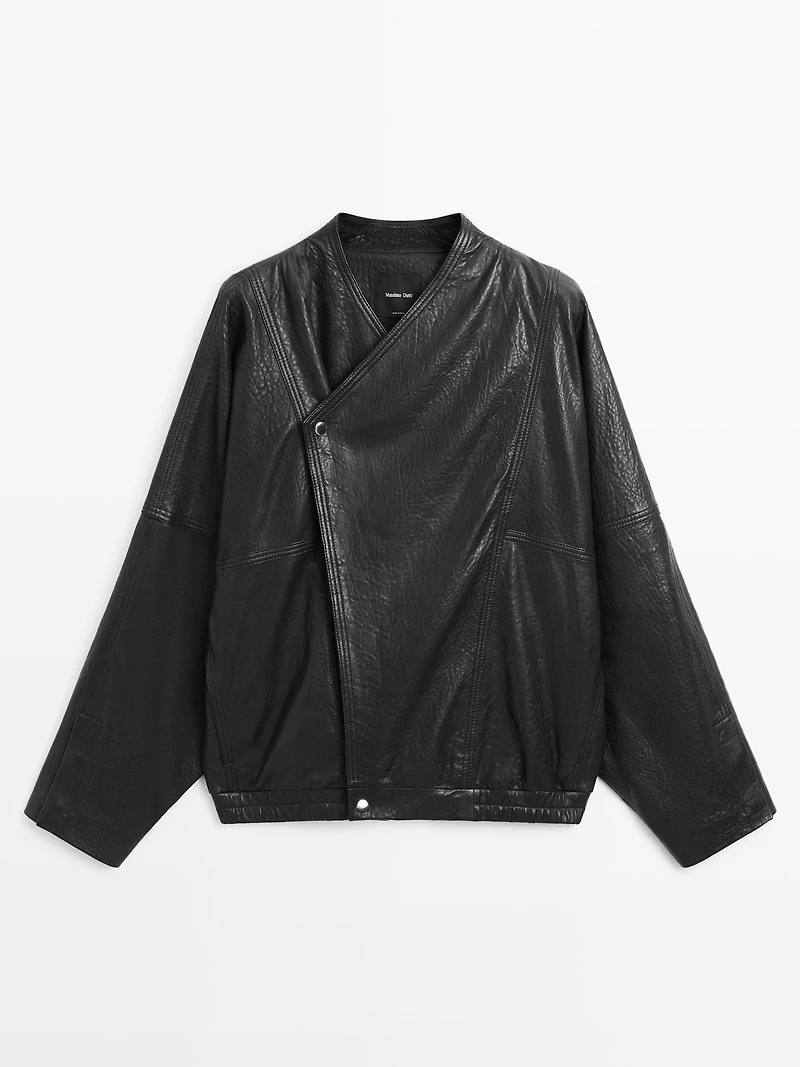 Leather bomber jacket