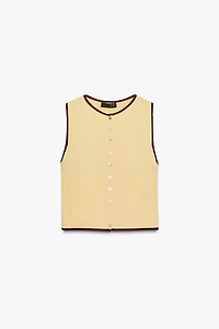 CONTRAST TRIM KNIT TOP