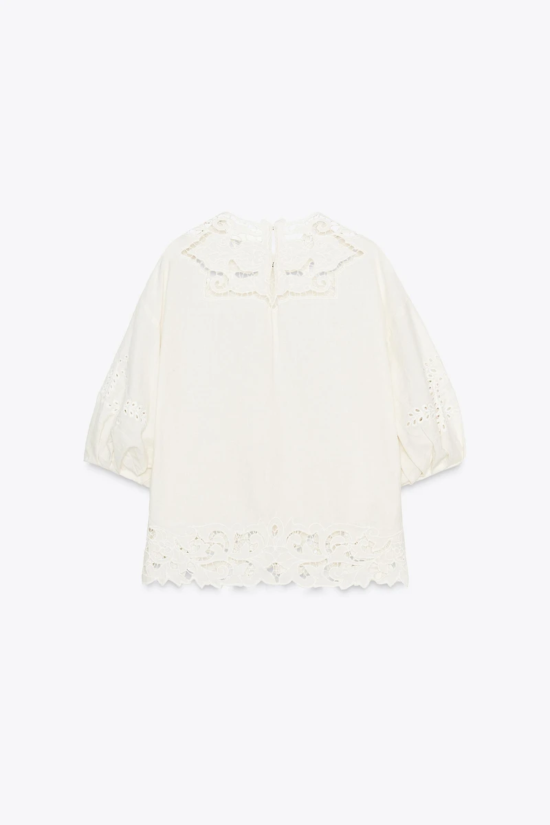 ZW COLLECTION EYELET EMBROIDERED BLOUSE