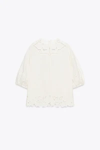 ZW COLLECTION EYELET EMBROIDERED BLOUSE