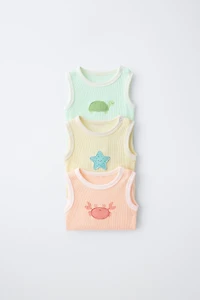 THREE-PACK OF SLEEVELESS BODYSUITS WITH PATCHES