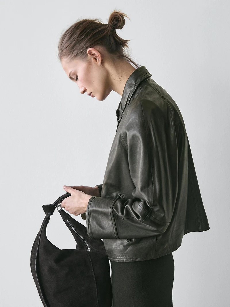 Nappa leather jacket with belt