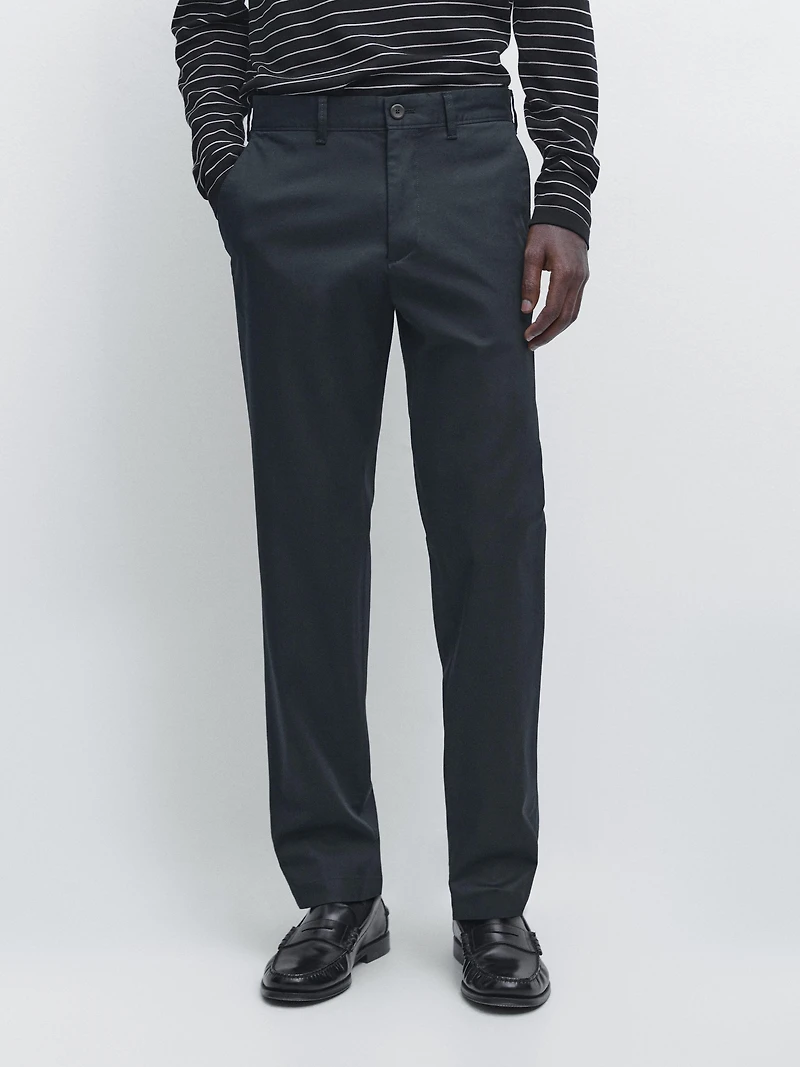 Cotton blend slim fit pants