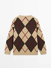 Pull à losanges en laine mélangée
