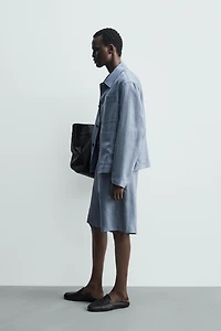 100% LINEN POCKET OVERSHIRT