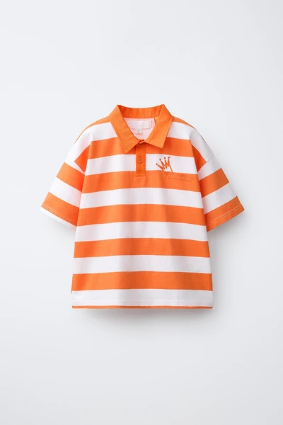 EMBROIDERED STRIPED POLO