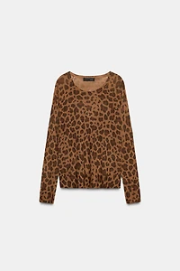 FINE KNIT ANIMAL PRINT JUMPER