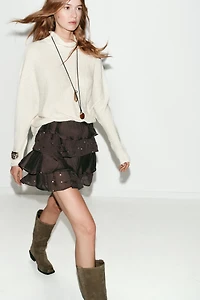 RUFFLED SEQUIN MINI SKIRT
