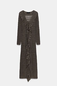 POINTELLE KNIT RUFFLED DRESS