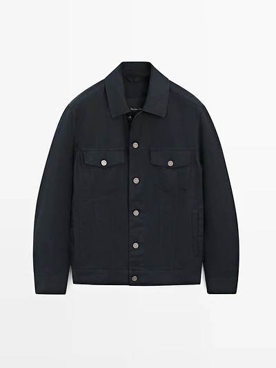 100% linen cardigan with pocket details