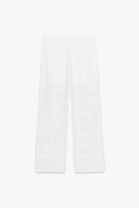 STRAIGHT LEG PANTS WITH OPENWORK EMBROIDERY
