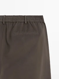 Cotton blend jogger fit trousers