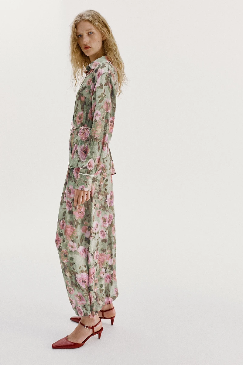 FLORAL PRINT BALLOON TROUSERS