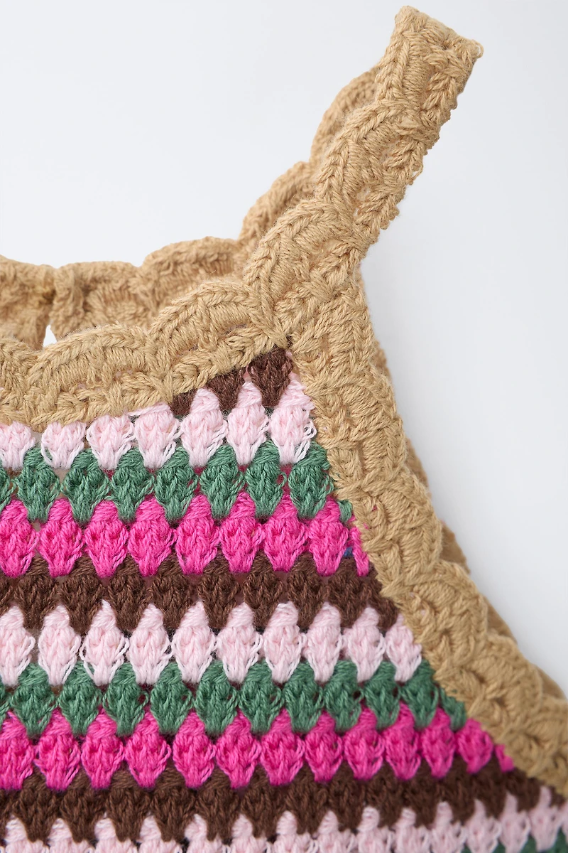 TOP EN MAILLE CROCHET À RAYURES