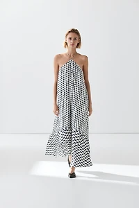 Printed flared midi dress