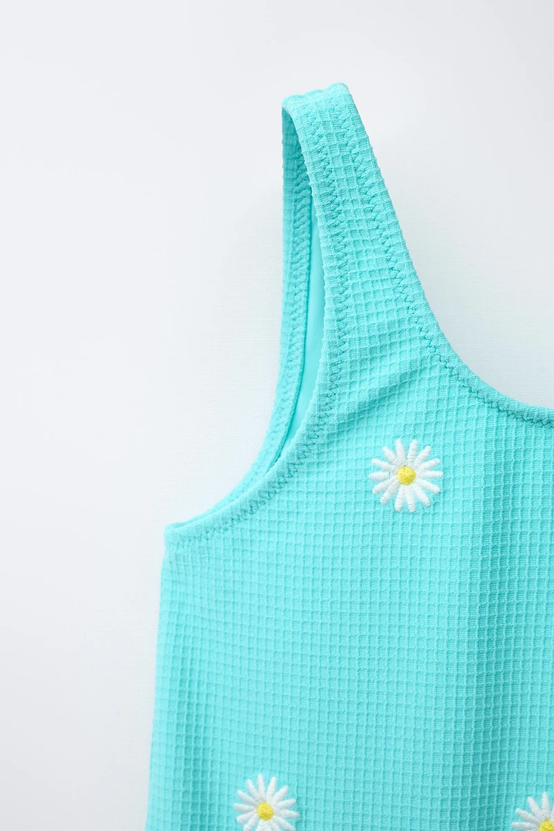 2-6 ANS/ MAILLOT DE BAIN TEXTURE GAUFRÉE MARGUERITES