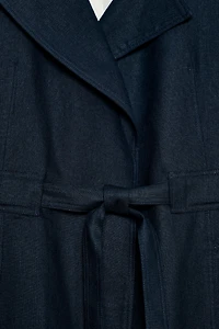 VESTE TRENCH EN LIN À CEINTURE