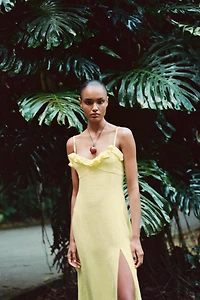 RAMIE MIDI DRESS WITH RUFFLE