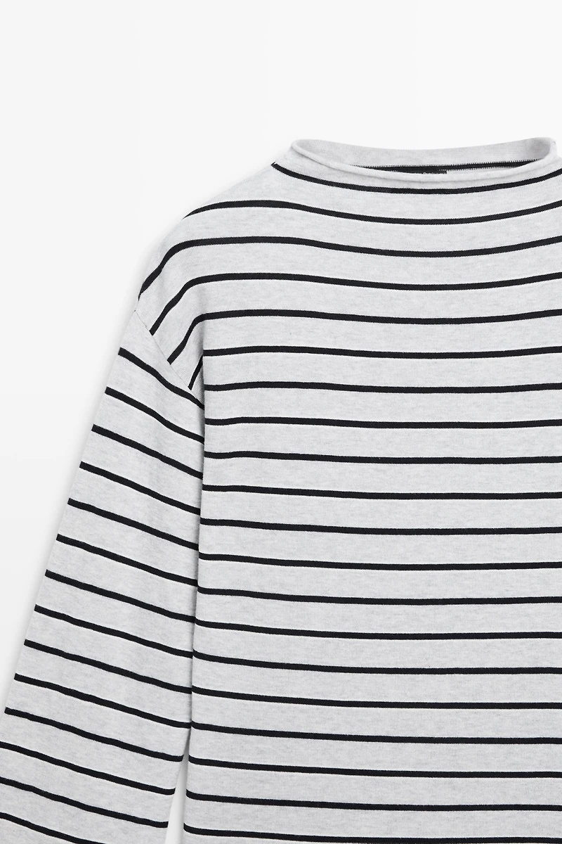 Pull en maille à rayures 100 % coton