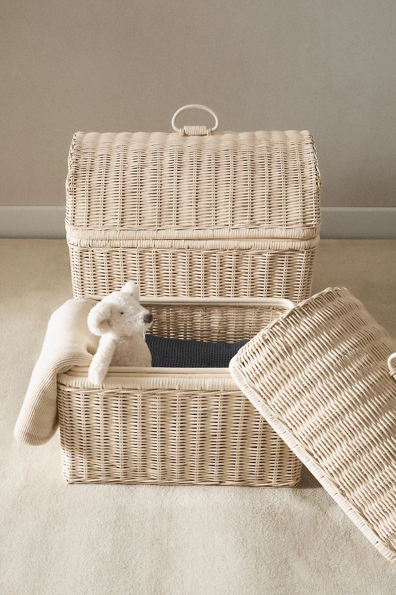 KIDS RATTAN BASKET WITH LID