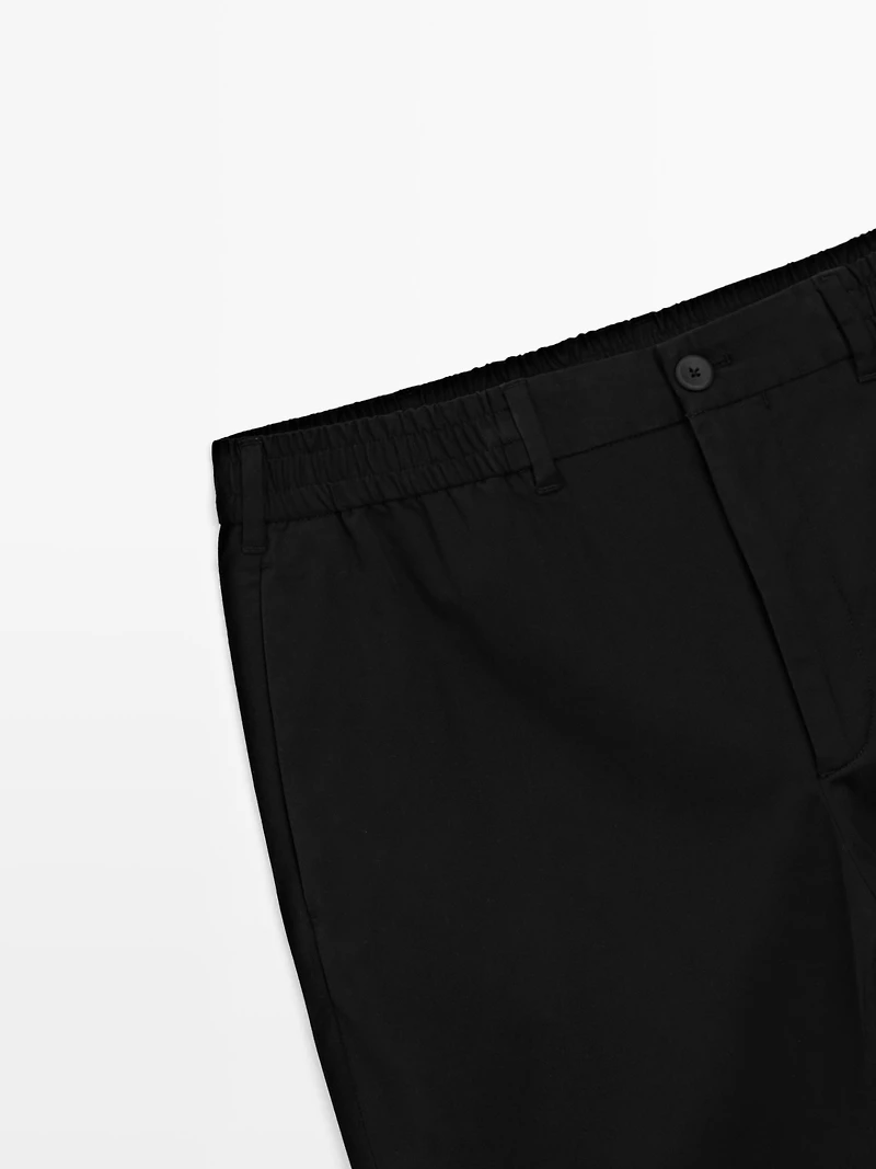 Cotton blend jogger fit trousers