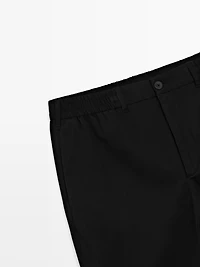 Cotton blend jogger fit trousers