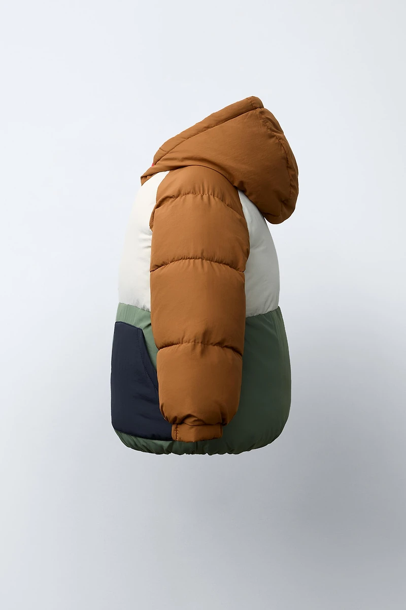 COLOR BLOCK WATER REPELLENT PUFFER JACKET