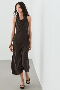 Robe midi décolleté drapé