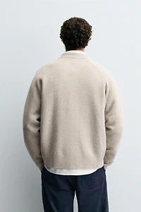 100% WOOL KNIT BOMBER JACKET