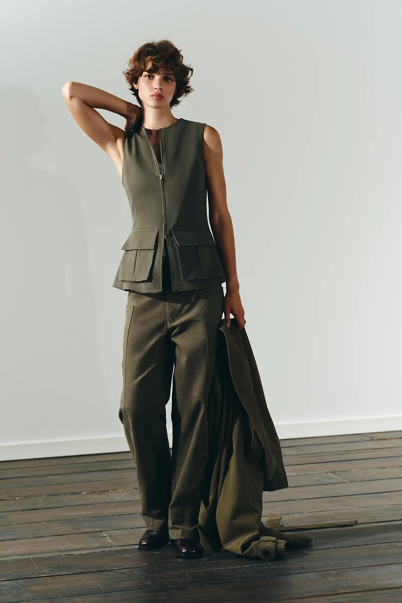 STRETCH COTTON POCKET TOP