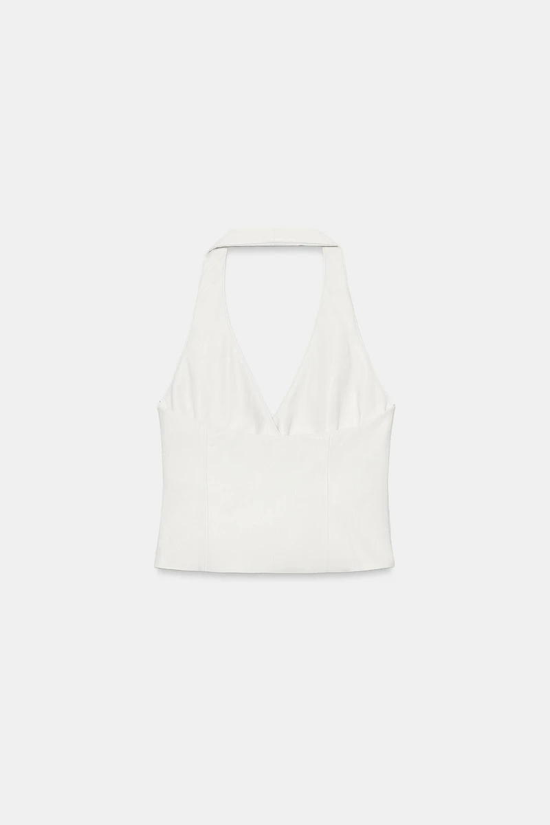 TOP HALTER MATIÈRE SYNTHÉTIQUE BOUCLES