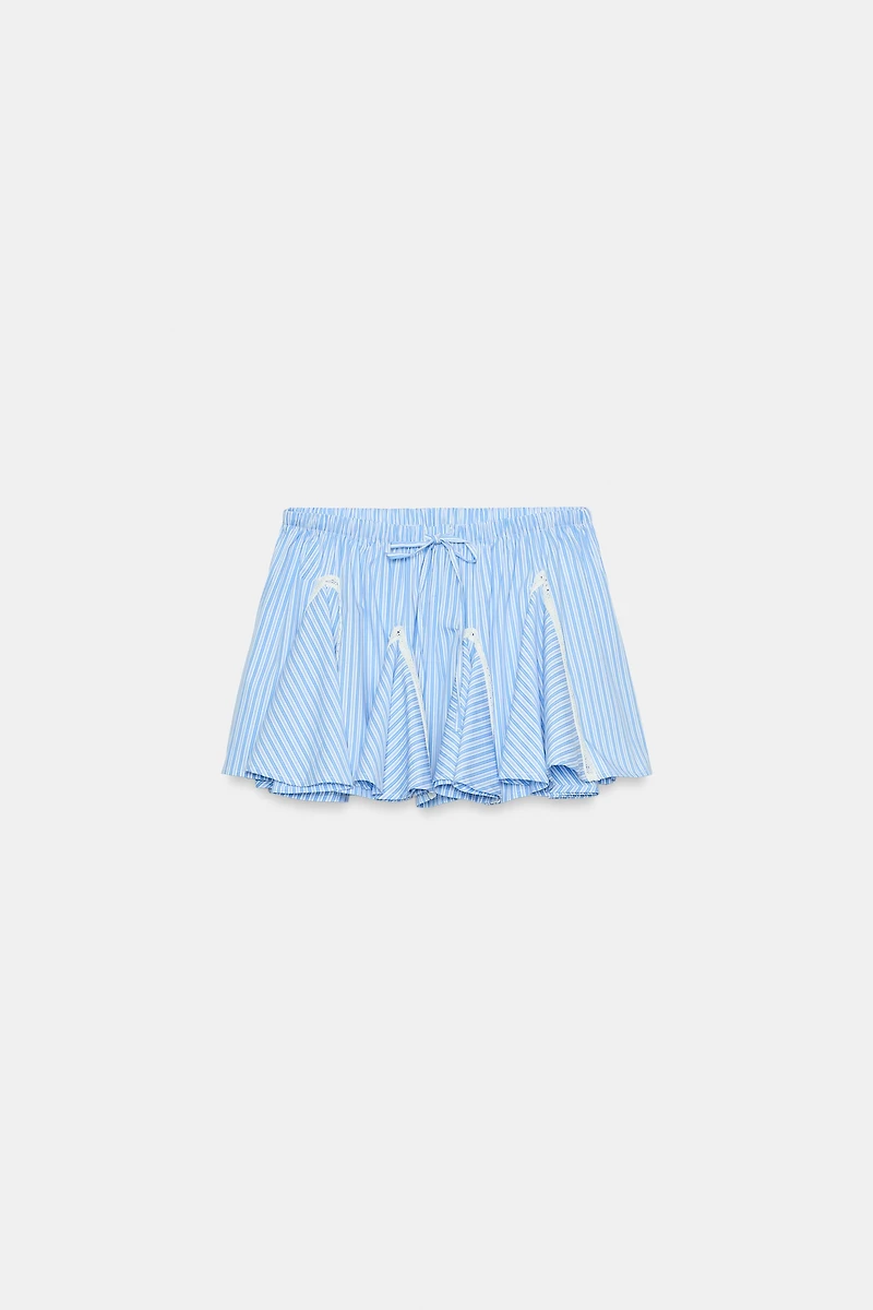 STRIPED LADDER LACE MINI SKIRT