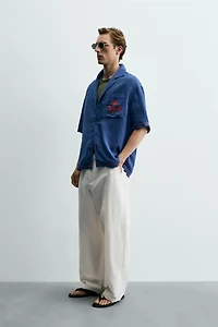 CONTRAST EMBROIDERED VISCOSE