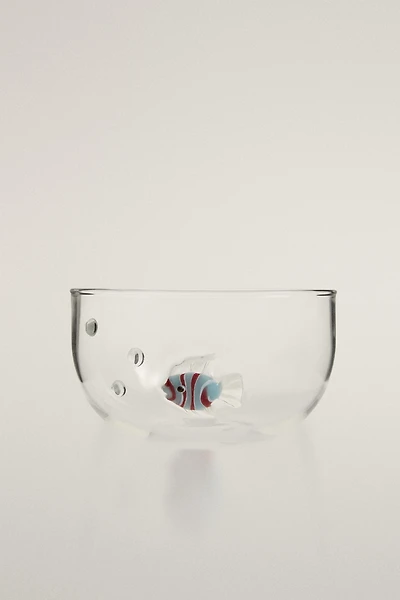 FISH AND BUBBLE BOROSILICATE GLASS BOWL