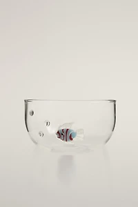 FISH AND BUBBLE BOROSILICATE GLASS BOWL