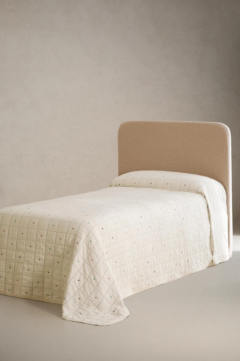 KIDS' CHECKERED AND POLKA DOT BEDSPREAD