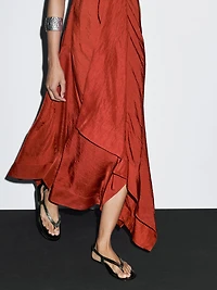 Flowing midi dress with ruffles