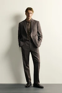 LINEN-WOOL CHECKERED SUIT JACKET