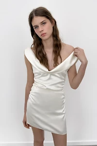 DRAPED SATIN MINI DRESS