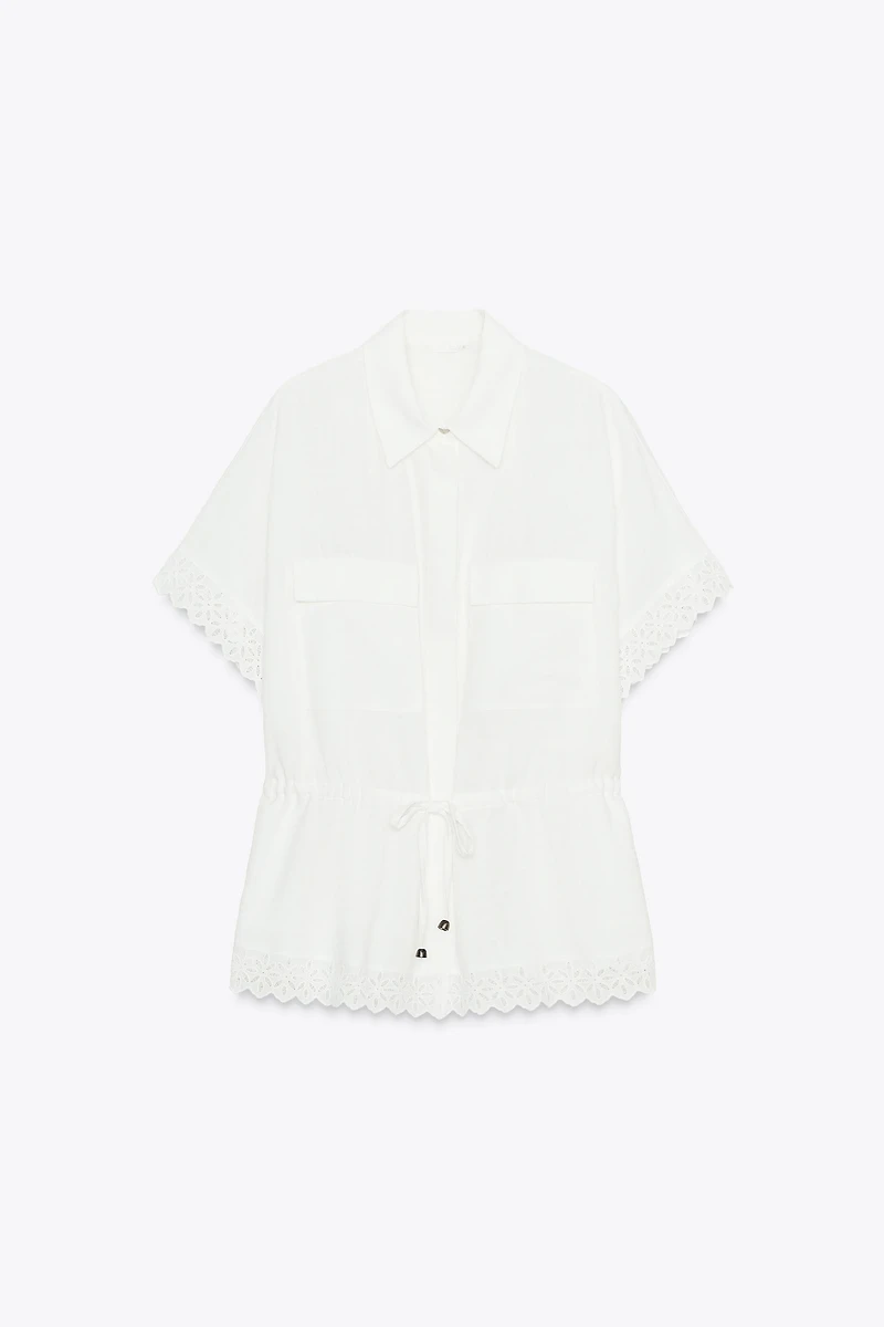 RAMIE SHIRT WITH LACE TRIM