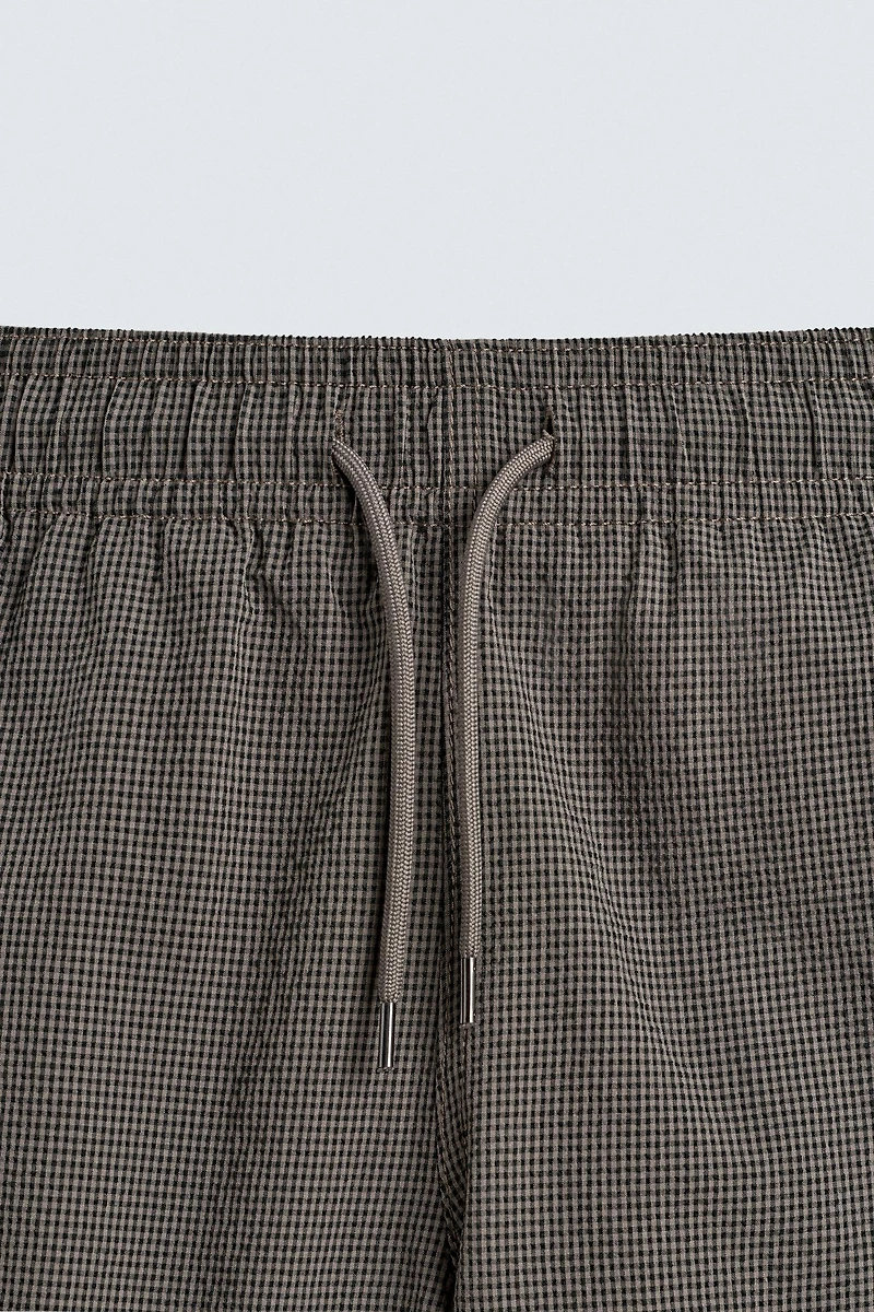 PLAID TEXTURED LONG SWIMSUIT