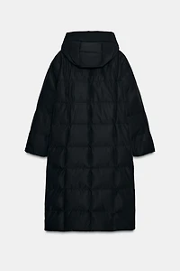 LONG WATER REPELLENT WINDPROOF HOODED DOWN JACKET